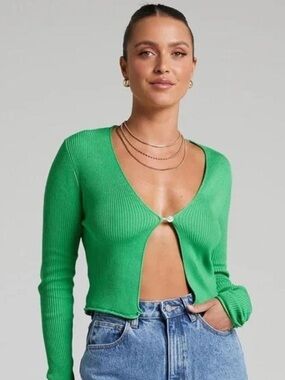 Lioness Green Cardigan Crop Top